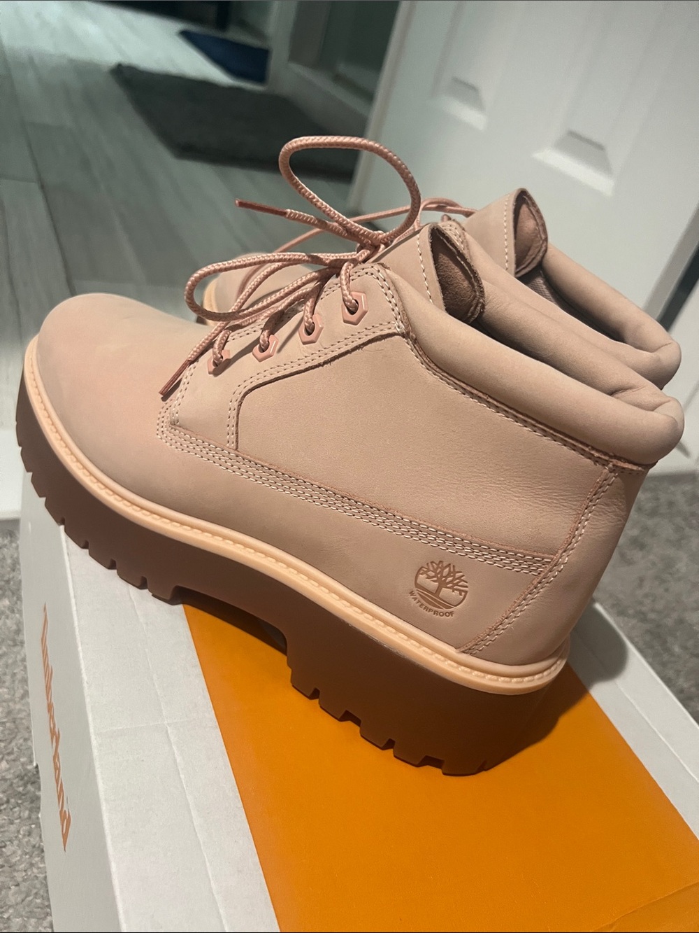 Timberland Women's Blush Pink Lace-Up Lug Boots